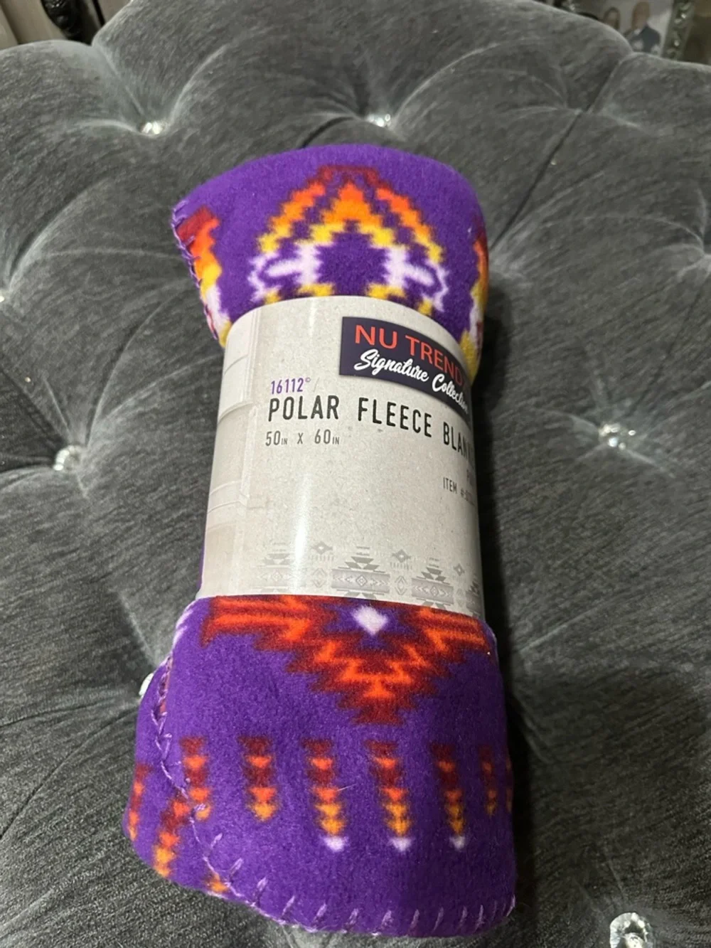 Purple Fleece Blanket - Aztec Print
